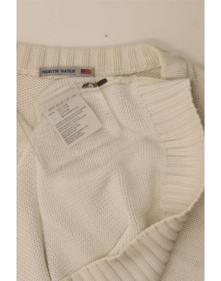 Suéter masculino North Sails com decote em V, algodão branco médio