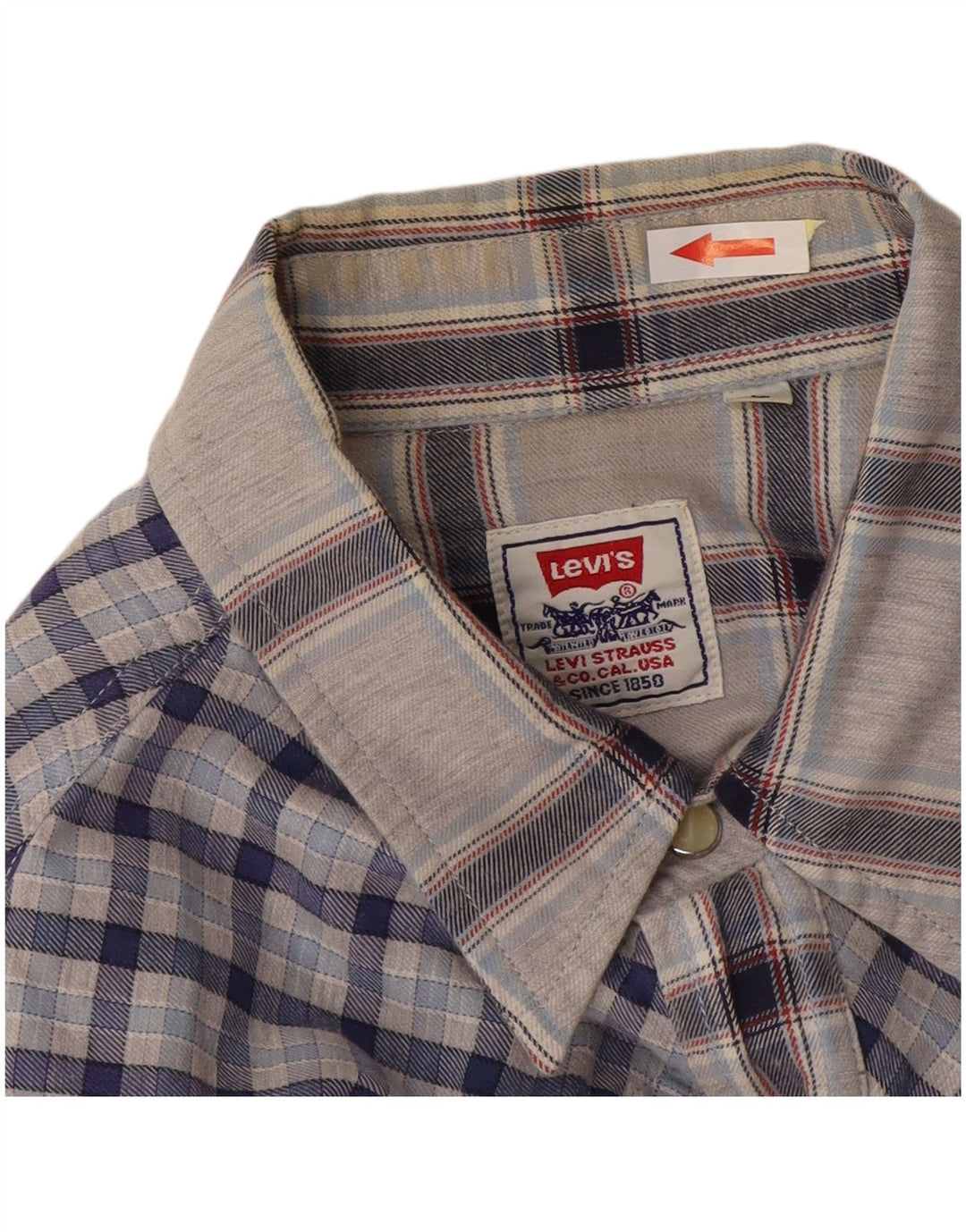 Camisa masculina Levi's grande xadrez cinza algodão