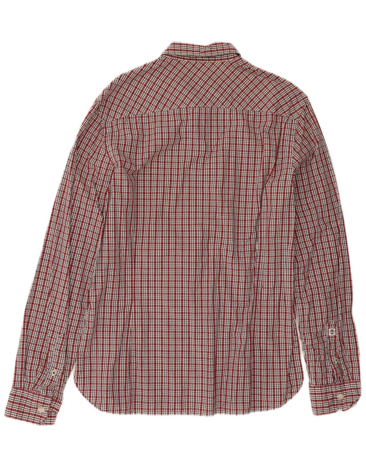 Camisa masculina Timberland grande xadrez vermelho algodão