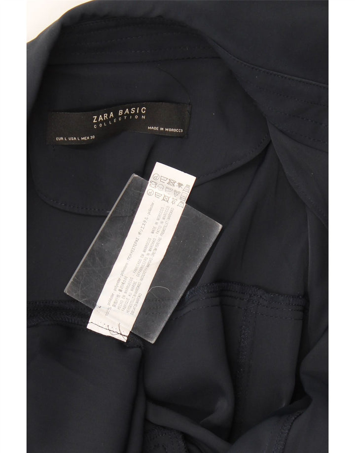 Zara Womens Trench Coat UK 16 Grande Poliéster Azul Marinho