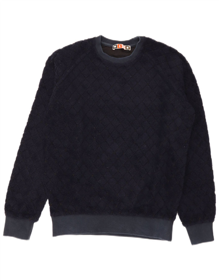 Suéter de moletom masculino MSGM pequeno azul marinho Argyle/lã diamante