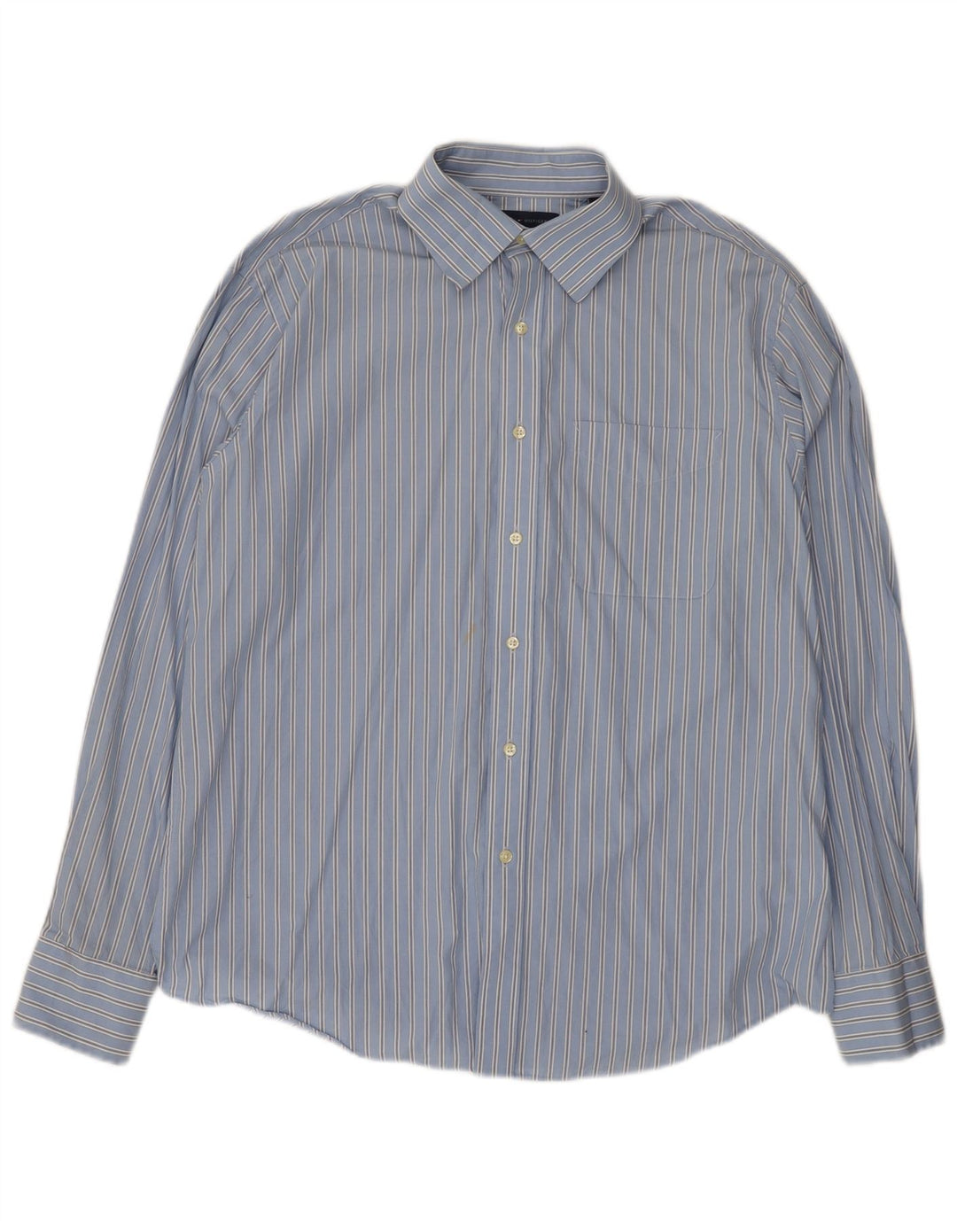 Camisa masculina Tommy Hilfiger tamanho 16 grande algodão listrado azul