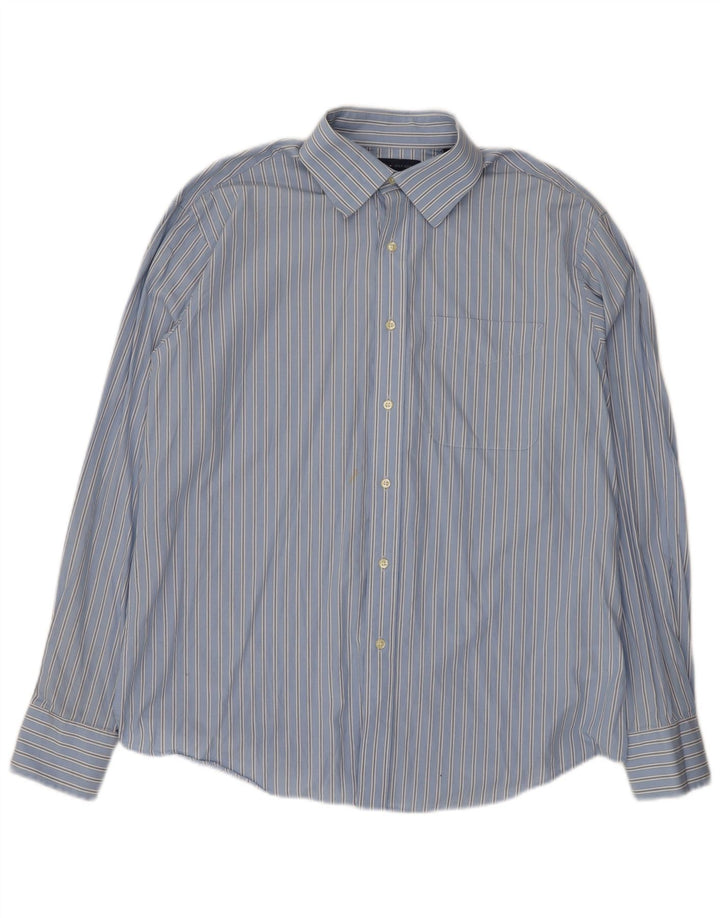 Camisa masculina Tommy Hilfiger tamanho 16 grande algodão listrado azul