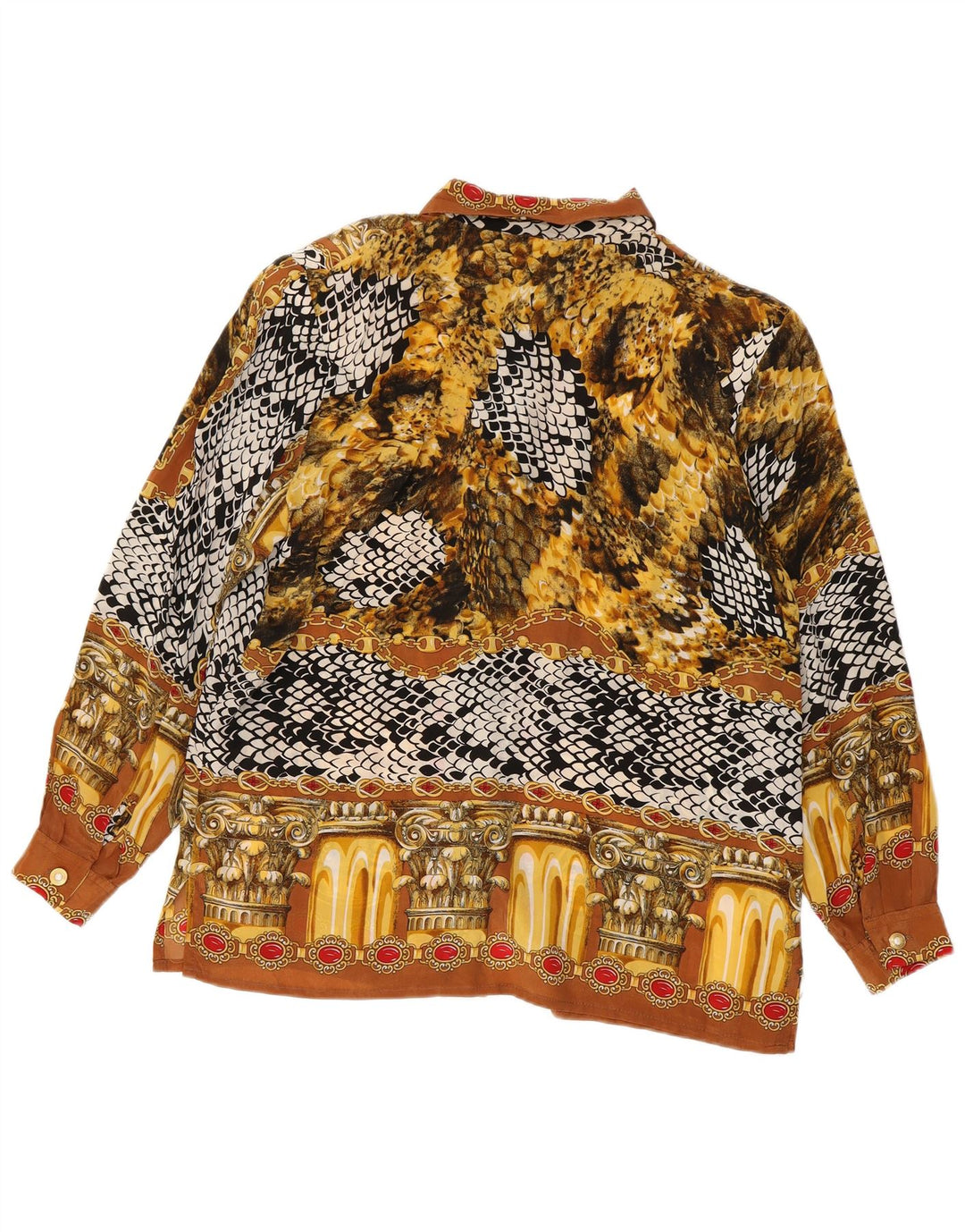 Blusa feminina com estampa abstrata Linda's Reino Unido 18 XL seda marrom