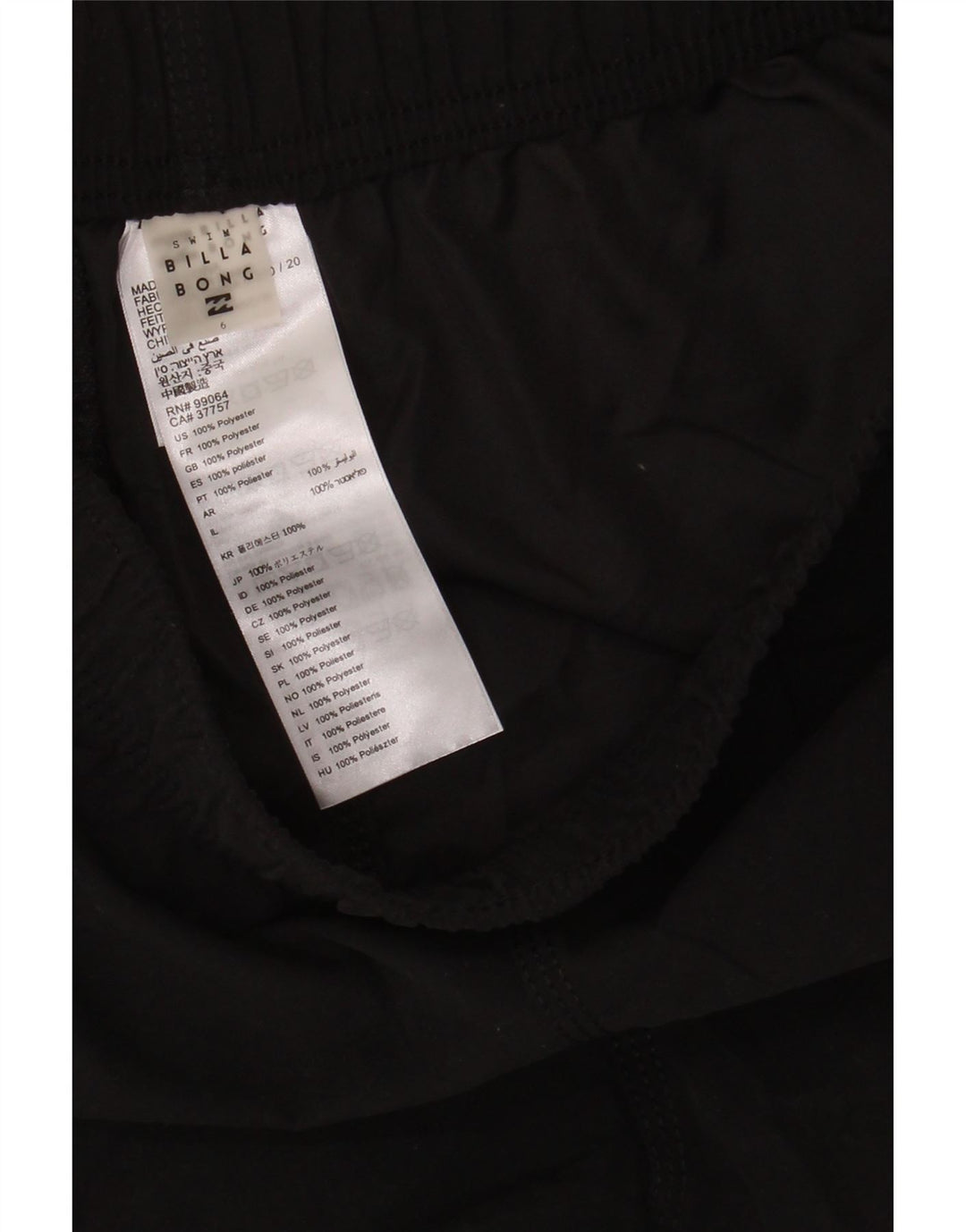 Shorts esportivos femininos Billabong US 6 poliéster preto médio