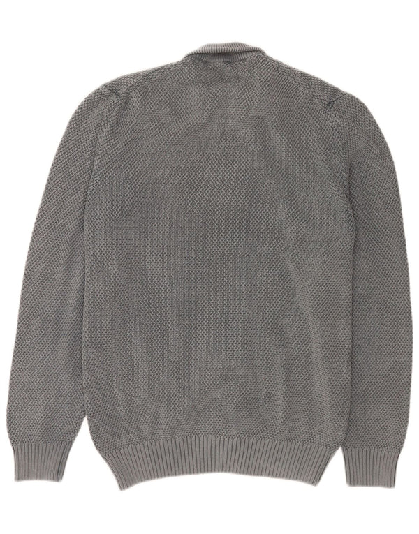 Suéter cardigã masculino Trussardi Jeans algodão cinza médio