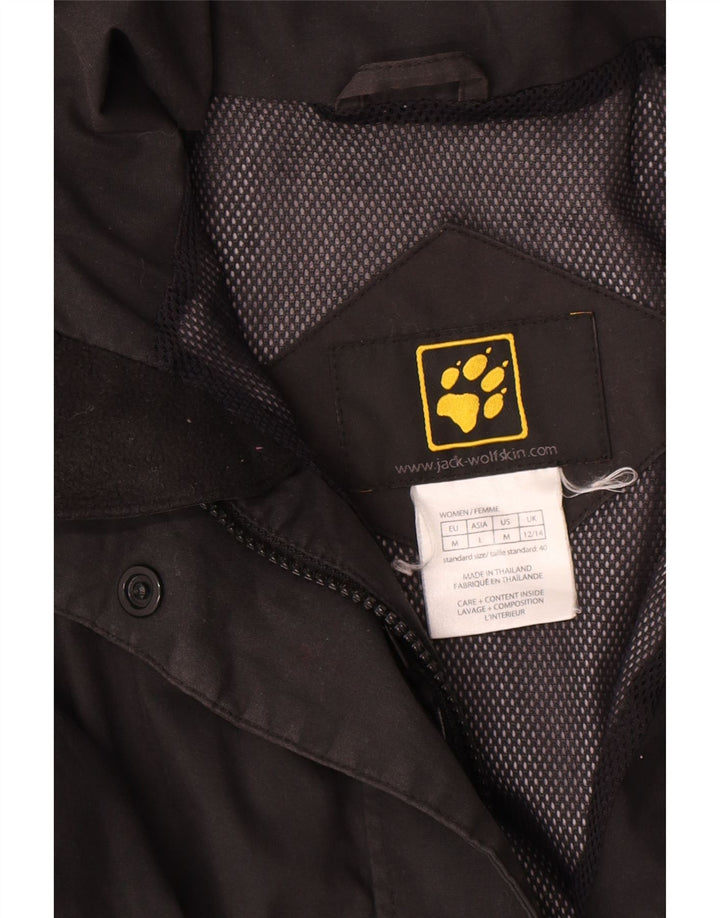 Jaqueta de chuva feminina Jack Wolfskin Reino Unido 12/14 poliéster preto médio
