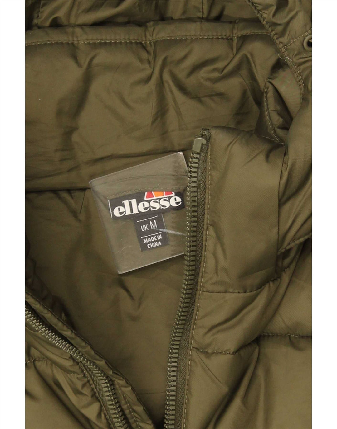 Ellesse Jaqueta masculina acolchoada com capuz UK 38 Poliéster verde médio