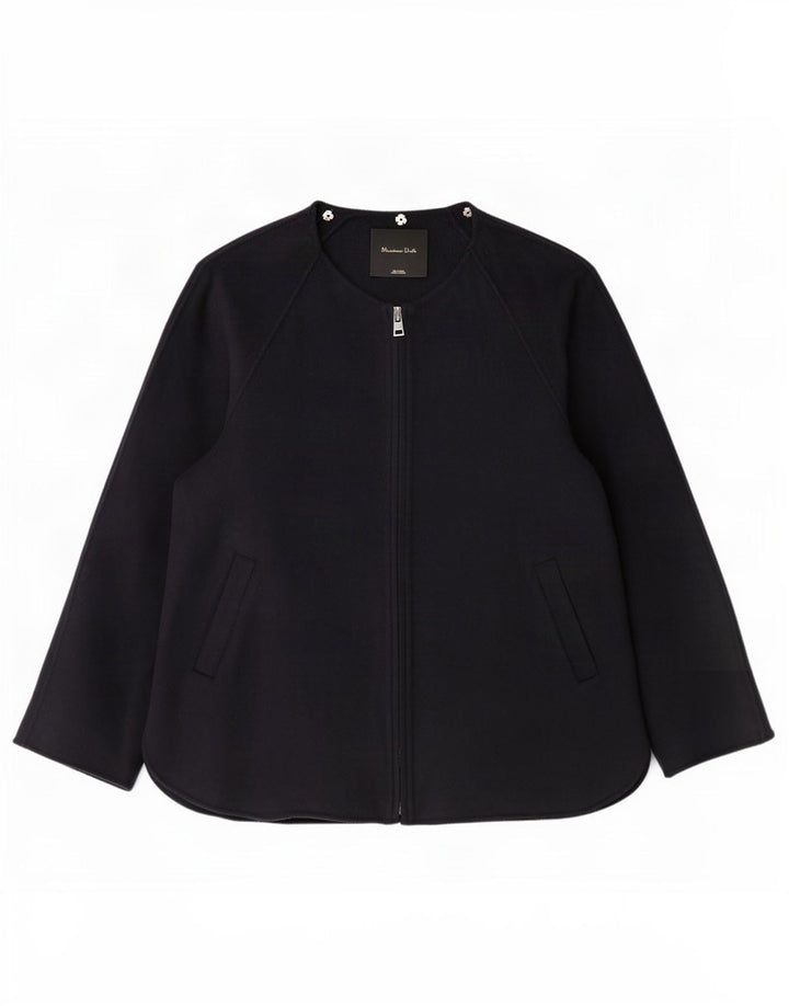 Jaqueta bomber feminina Massimo Dutti Reino Unido 16 grande lã azul marinho