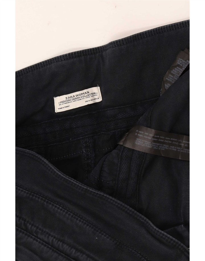 Zara Calça cargo feminina cortada média W28 L25 algodão azul marinho