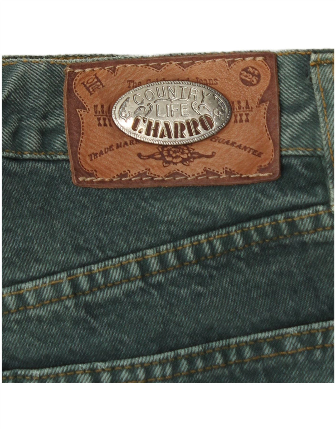 EL CHARRO Jeans retos femininos W31 L31 algodão verde