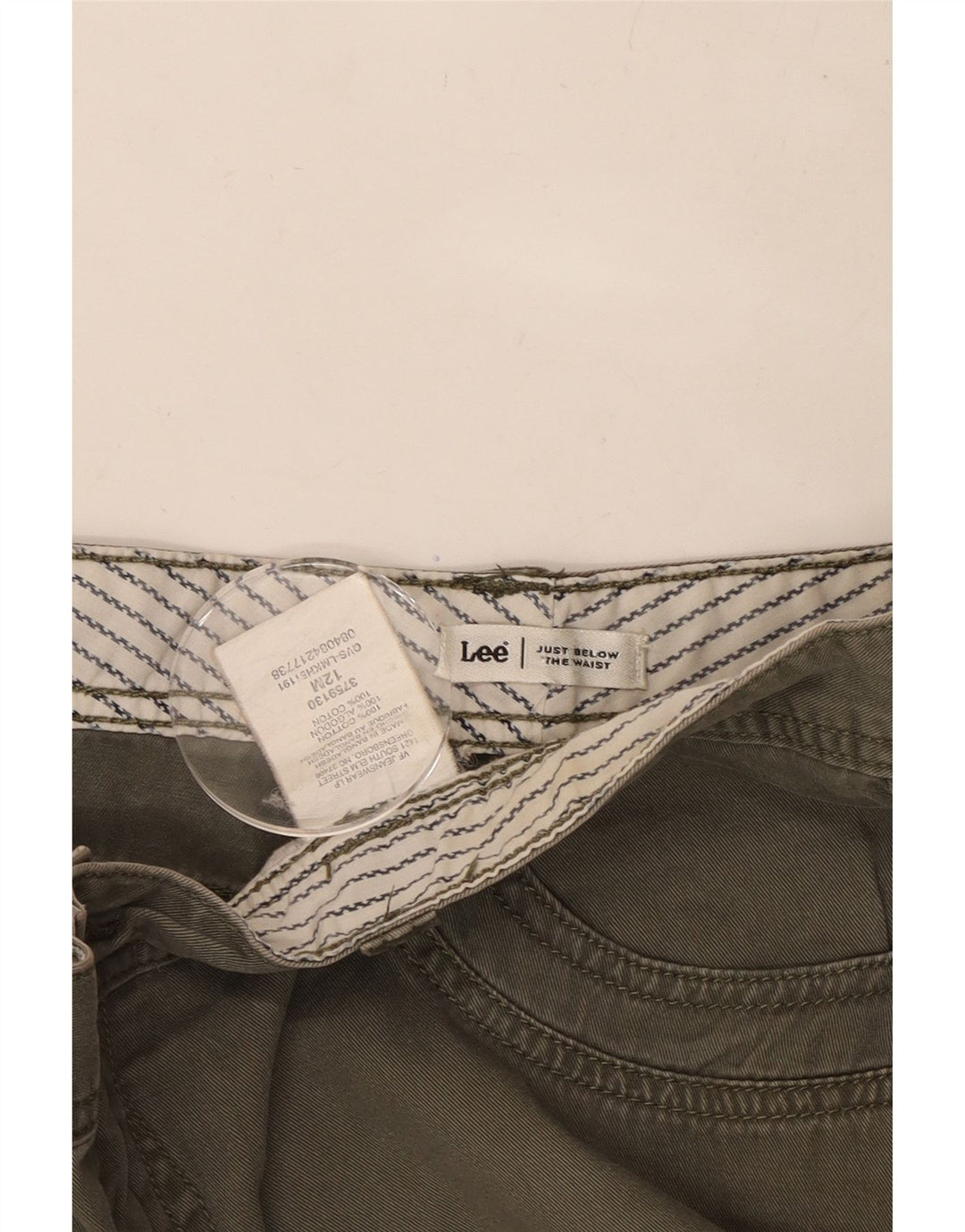 Shorts cargo feminino LEE EUA 12 grande W32 algodão cáqui