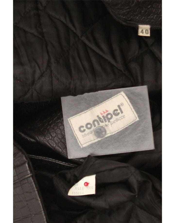 Casaco feminino Conbipel com peito duplo IT 40 pequeno estampa animal preto