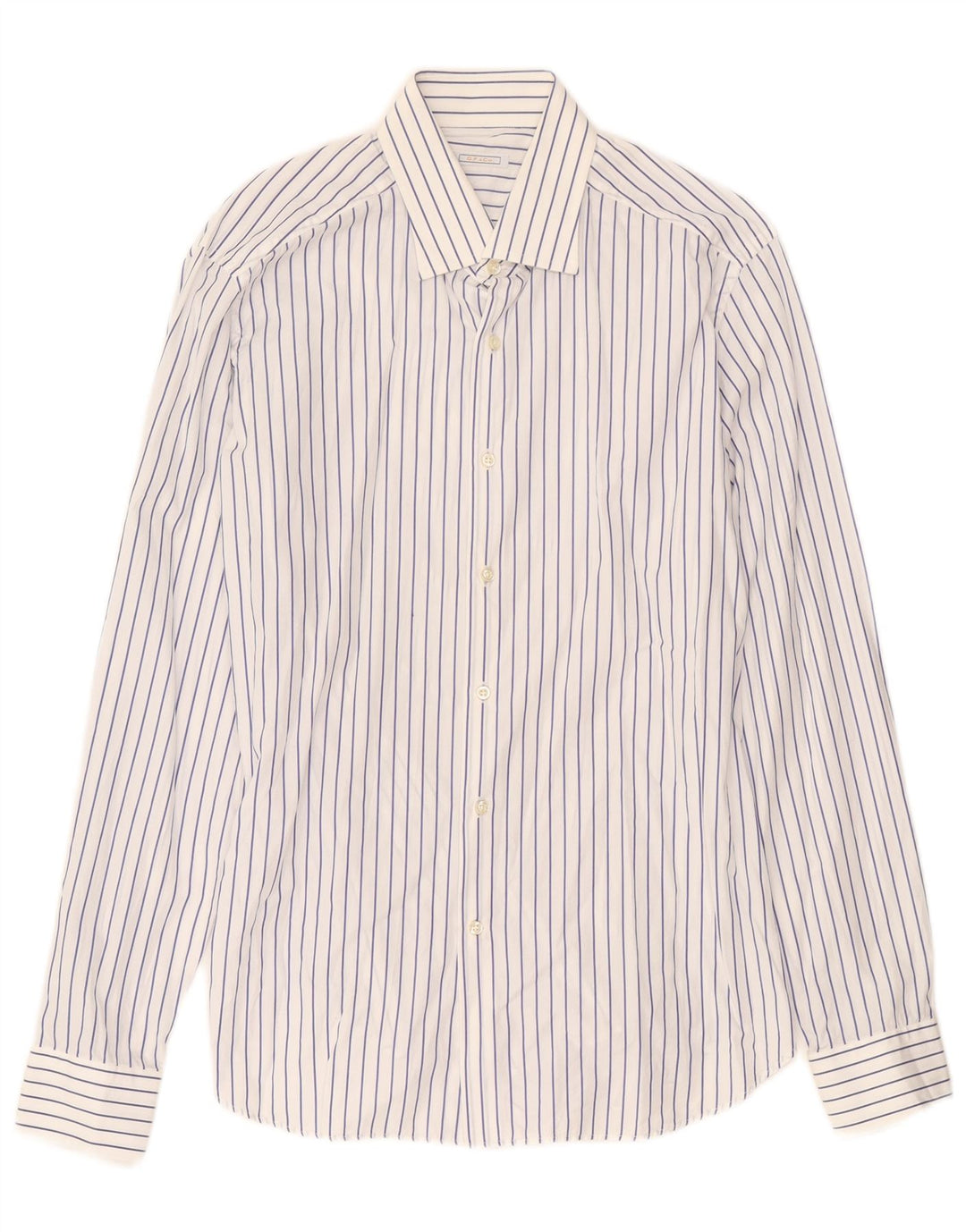 Camisa masculina GIANFRANCO FERRE tamanho 42 16 1/2 grande algodão listrado azul