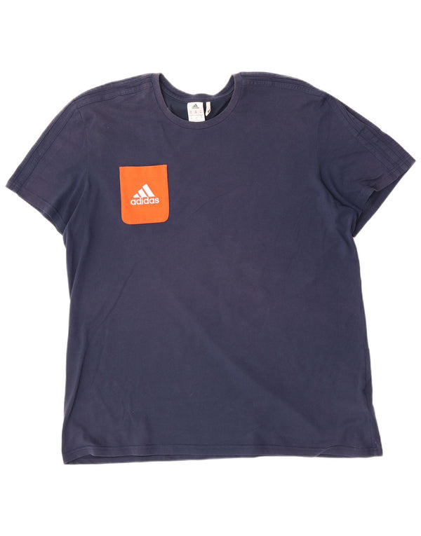 Camiseta masculina Adidas Climalite Top 2XL algodão azul marinho