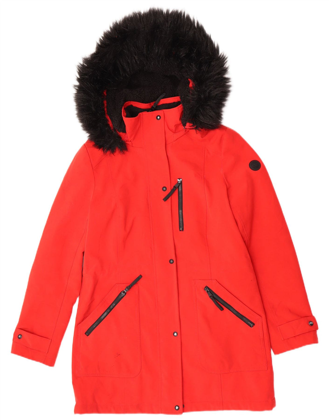 Jaqueta Parka Feminina Calvin Klein com Capuz Reino Unido 10 Pequeno Poliéster Vermelho