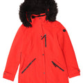 Jaqueta Parka Feminina Calvin Klein com Capuz Reino Unido 10 Pequeno Poliéster Vermelho