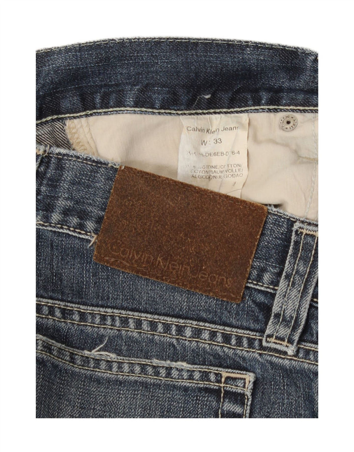 Calça jeans reta feminina Calvin Klein W33 L30 algodão azul