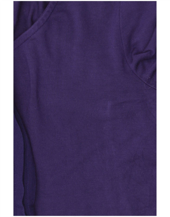 WHITE STUFF Top feminino manga comprida Reino Unido 10 viscose roxa pequena