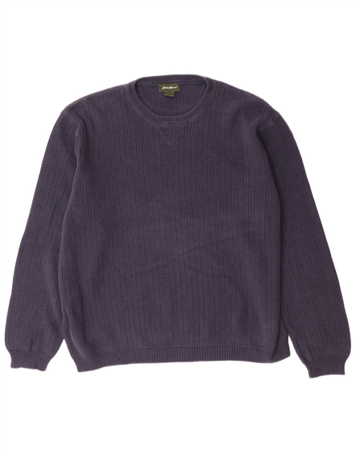 EDDIE BAUER Suéter masculino com gola redonda XL azul marinho algodão
