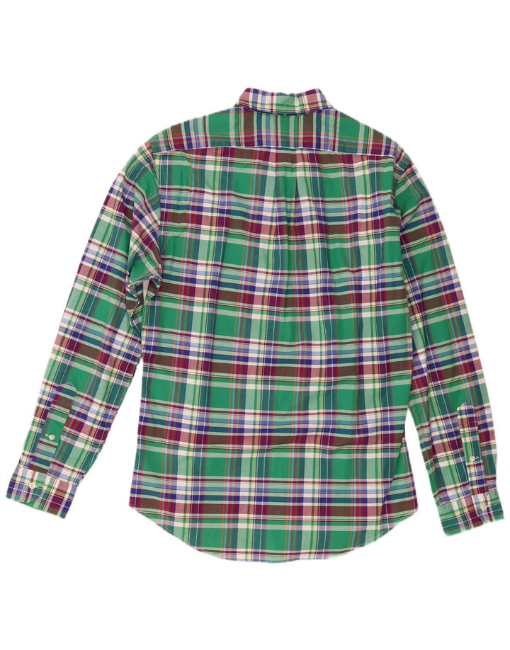 Camisa masculina Slim Fit Ralph Lauren de algodão xadrez verde médio