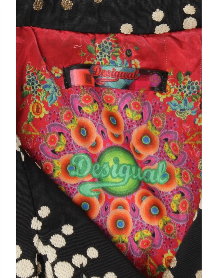 Sobretudo feminino Desigual EU 42 grande acrílico floral preto