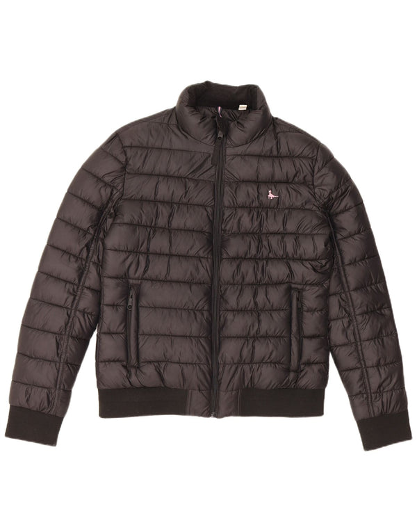 Jaqueta acolchoada feminina Jack Wills UK 10 poliéster preto pequeno