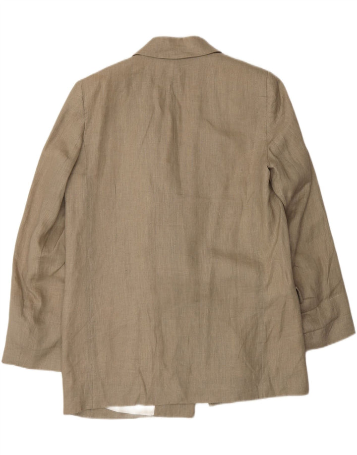 Jaqueta Zara Womens Open Blazer Reino Unido 16 Grande Linho Bege