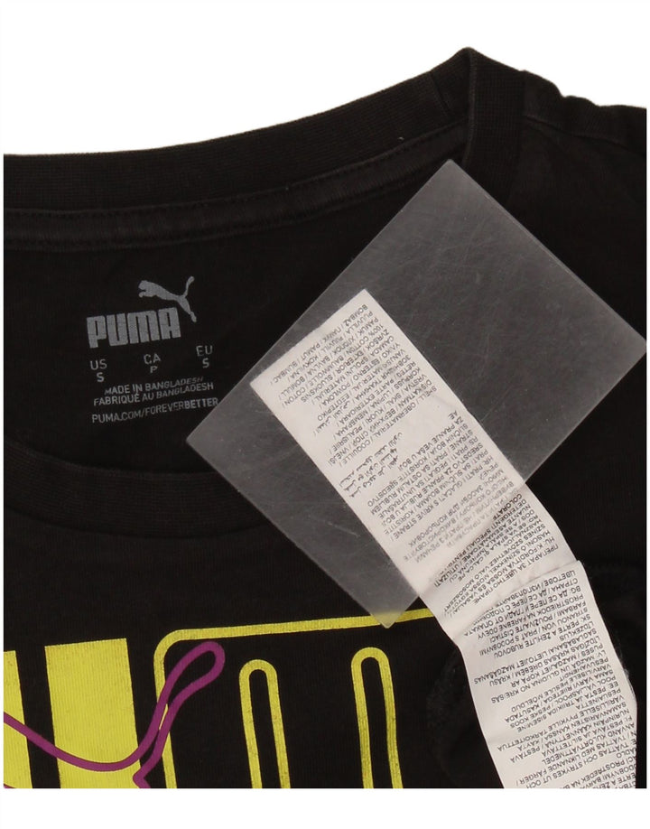 Puma Mens Graphic T-Shirt Top Pequeno Algodão Preto