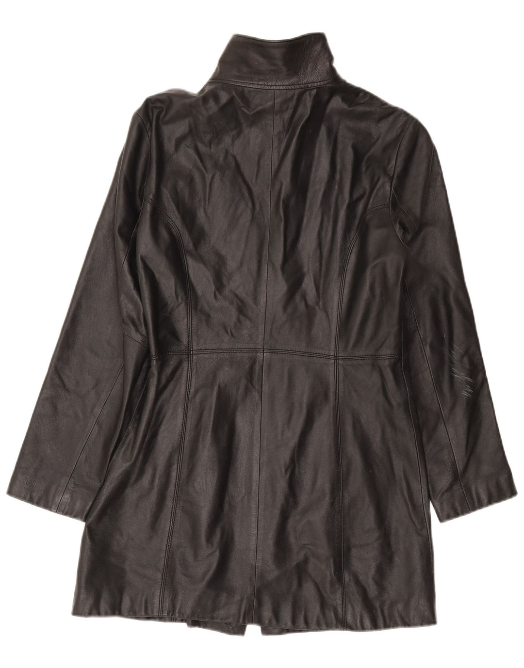 Casaco de couro feminino Tommy Hilfiger Reino Unido 16 grande couro preto