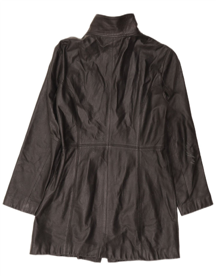 Casaco de couro feminino Tommy Hilfiger Reino Unido 16 grande couro preto