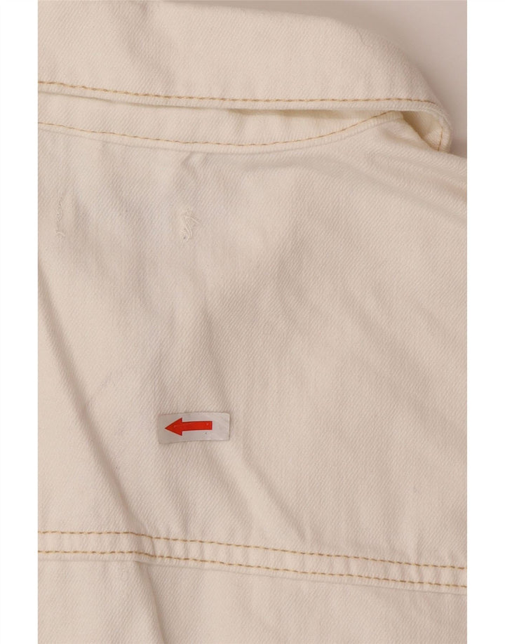 Macacão jeans feminino Topshop Reino Unido 8 pequeno algodão branco
