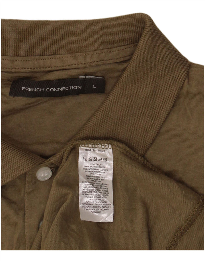 Camisa polo masculina French Connection grande algodão cáqui