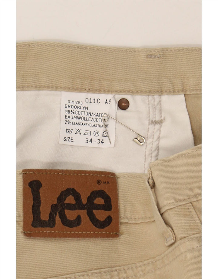 LEE Mens Brooklyn Straight Casual Trousers W34 L34  Beige Cotton Vintage Lee and Second-Hand Lee from Messina Hembry 