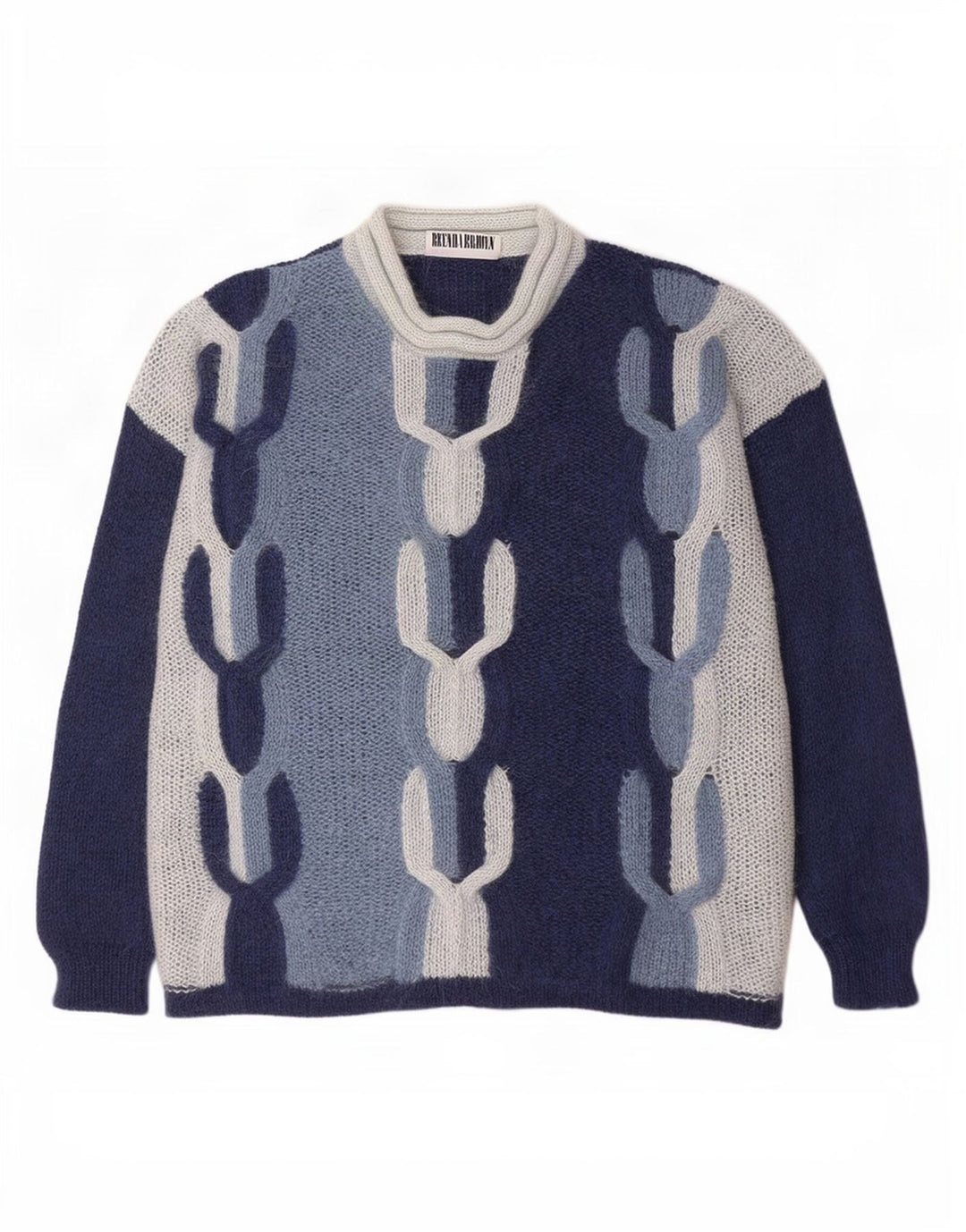 Suéter feminino vintage com gola tartaruga IT 44 azul marinho médio