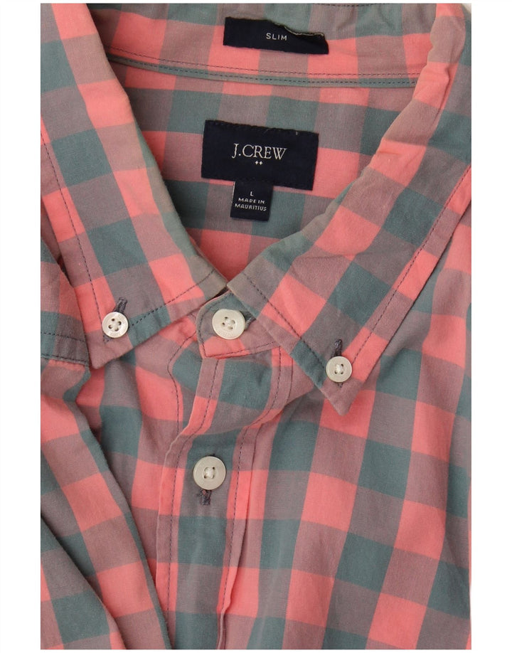 Camisa Slim Masculina J. Crew Grande Gingham Rosa