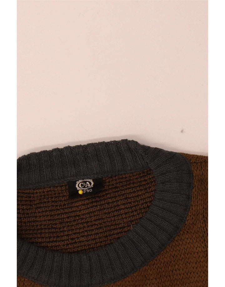 Suéter masculino C&A com gola redonda EU 48/50 bloco de cor marrom médio
