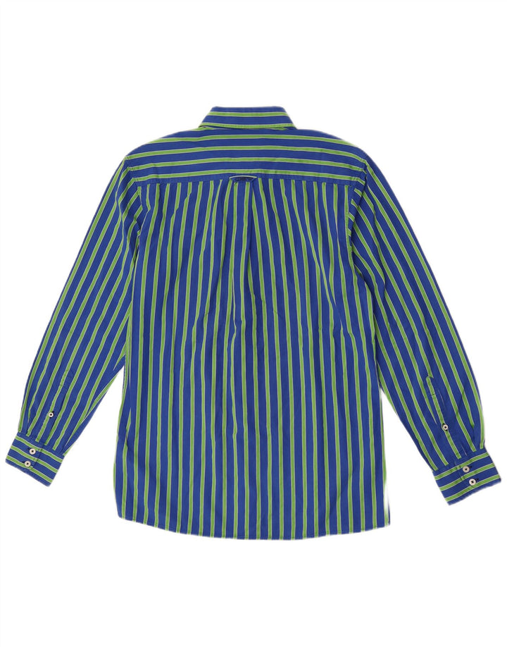 Camisa masculina sob medida da Crew Clothing, algodão listrado azul médio
