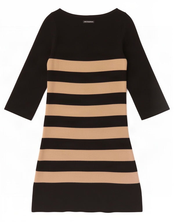 Vestido jumper feminino Monsoon manga 3/4 Reino Unido 12 acrílico listrado preto médio