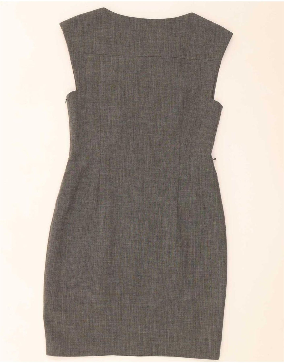 Vestido feminino Ted Baker sem mangas com bainha tamanho 2 poliéster cinza pequeno