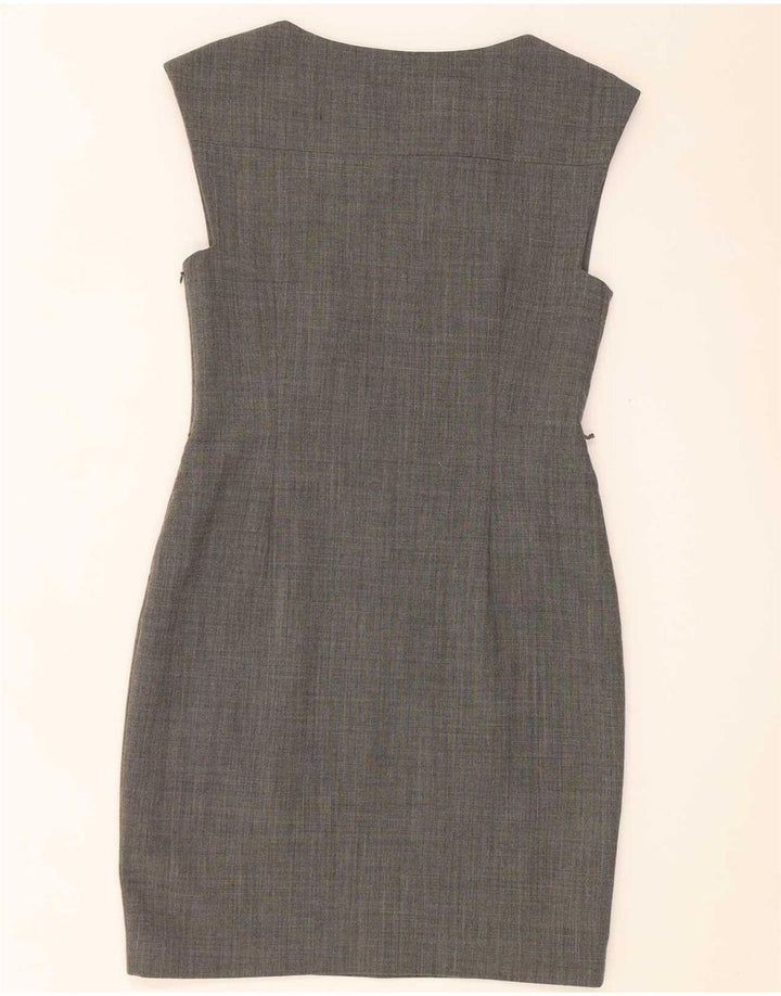 Vestido feminino Ted Baker sem mangas com bainha tamanho 2 poliéster cinza pequeno