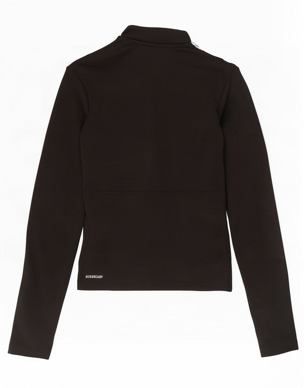 Adidas Mulher Aeroready Zip Neck Pullover Treino Top Reino Unido 4/6 XS Preto
