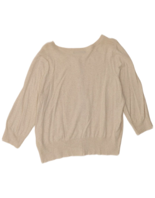 Suéter cardigã feminino Marks & Spencer manga 3/4 UK 18 XL bege