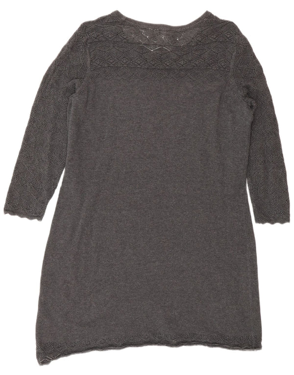 Vestido feminino de manga 3/4 Fat Face UK 14 algodão cinza médio