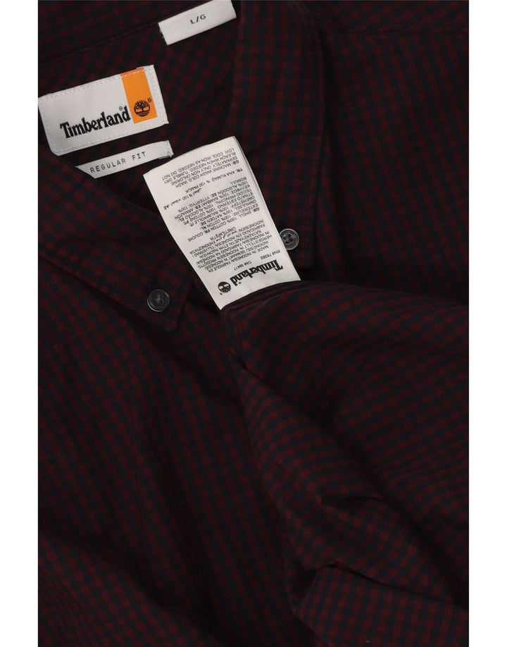 Camisa masculina regular de ajuste Timberland grande algodão gingham cor de vinho