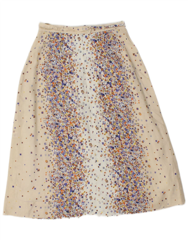 Conjunto de saia feminina PANCALDI & B de 2 peças UK 4 XS W24 algodão geométrico bege