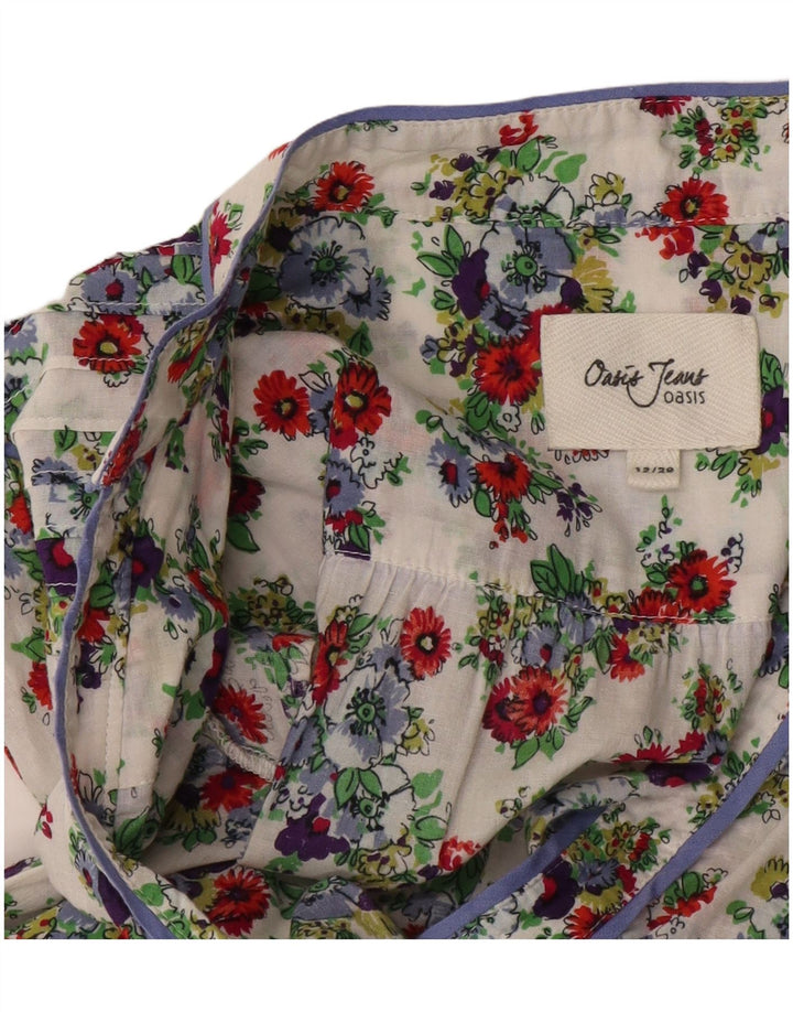 Vestido feminino Oasis A-Line UK 12 médio branco floral