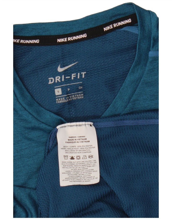Camiseta masculina Nike Dri Fit Top pequeno azul colorblock poliéster
