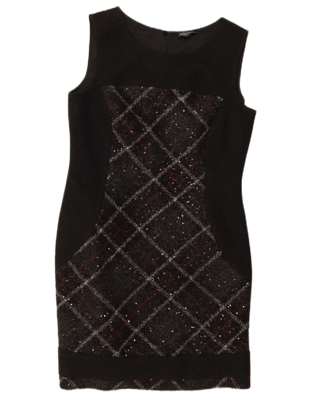 Vestido feminino Marks & Spencer Per Una com bainha UK 12 médio preto xadrez