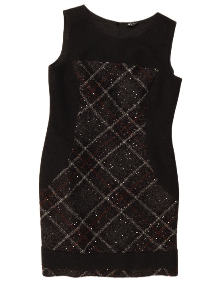 Vestido feminino Marks & Spencer Per Una com bainha UK 12 médio preto xadrez